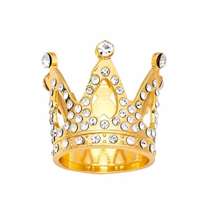 Exquise mini couronne en alliage strass pour gâteau, tiare en cristal étincelant de fête.