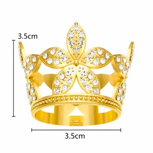 Mini couronne en alliage doré pour décoration de gâteau avec strass transparents, taille 3.5cm.