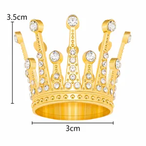 Petite couronne strass en alliage pour gâteau, diadème métal doré brillant fête déco.