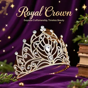 Lusso oro cristallo sposa tiara grande corona concorso per donne accessori per capelli
