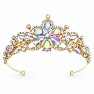 Bridal wedding crown tiara baroque rhinestone gold metal hair accessory for bride women