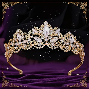 Baroque Vintage Alloy Rhinestone Crown Bridal Tiara Sparkling Marquise Crystal Wedding Hair Band Gown Headwear For Women Party Jewelry Accessories
