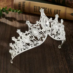 Silver rhinestone bridal tiara baroque princess crown for party wedding hair accessories