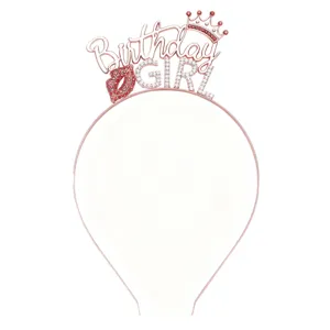 Roségold Strass Geburtstag Mädchen Diadem Haarreif, glitzerndes Party Haarzubehör.