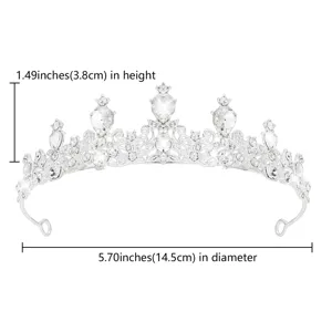 Zilveren kristallen kroon tiara voor kinderen meisjes verjaardagsfeest haaraccessoire