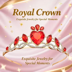 Kinder Krone Haarreif Rote Strass Prinzessin Tiara Maedchen Urlaub Auftritt Haarschmuck