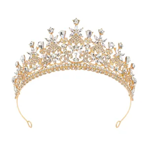 Lussuosa Corona da Sposa in Strass Tiara in Lega Barocca per Donna Matrimonio Spettacolo Accessori per Capelli Gioielli