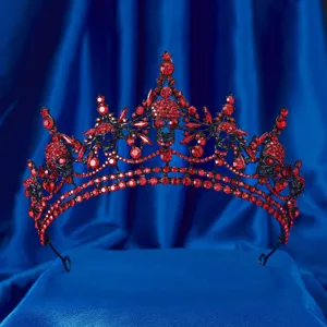 Couronne Gothique Tête de Mort pour Femme Diadème en Strass Noir Serre-Tête Halloween Accessoires Sorcière Style Punk Dark