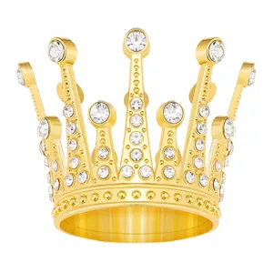 Couronne en strass alliage doré décoration de gâteau pour anniversaire et table de dessert