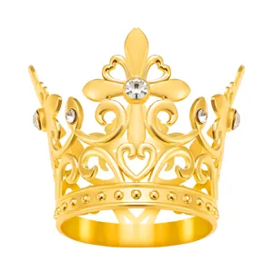 Mini couronne dore topper de gateau et accessoire de cheveux anniversaire avec strass brillants.