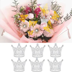 Mini alloy crown cake topper 6-pack sparkling rhinestone tiara hair accessory for kids birthday