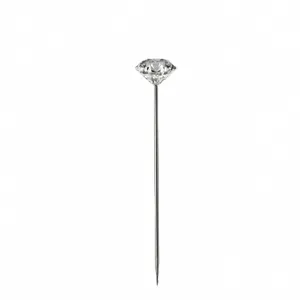 Épingle décorative tête de diamant, 6mm avec aiguille en métal de 38mm pour gâteaux.