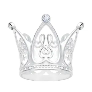 Silver alloy crystal crown cake topper and children hair accessory with sparkling rhinestones.