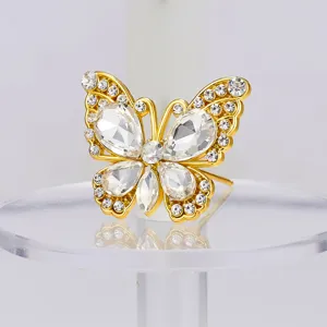 Hermoso broche decorativo de mariposa de cristal con diamantes de imitación para boda