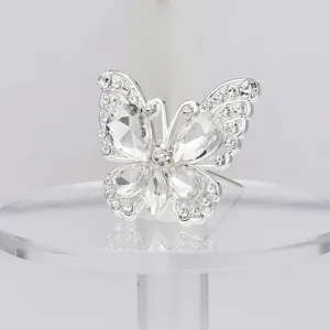 Broche Mariposa Cristal Diamantes Imitación Aleación Alfiler Floral Boda Decoración