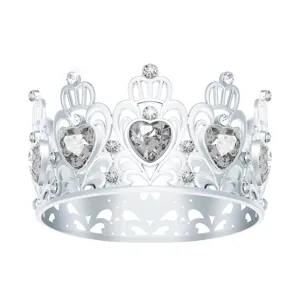 Elegante runde Kristall-Tiara aus Legierung, funkelnde Herz-Strasssteine für Partydekor.