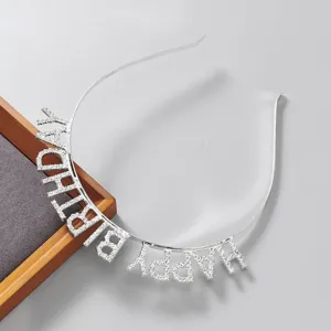 Stijlvolle Strass Verjaardag haarband zilverkleurig feest haaraccessoire gedetailleerd