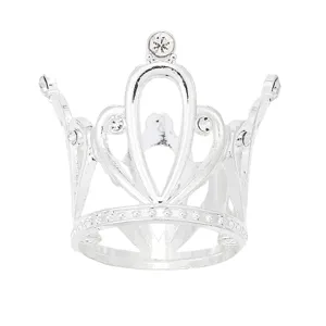 Couronne argentée pour gâteau, diadème décoratif en strass pour anniversaire et fleurs