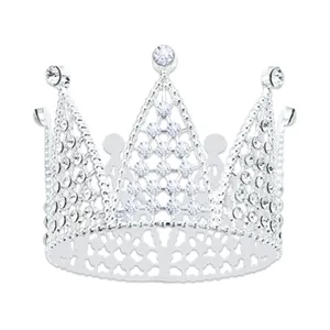 Couronne strass argentée pour gâteau, diadème brillant pour fête d'anniversaire et art floral.