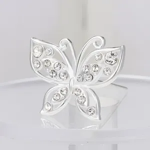 Broche de mariposa de aleación con diamantes de imitación cristal brillante accesorio decorativo boda.