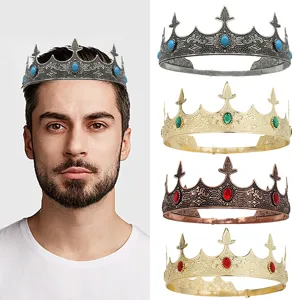 Men's vintage metal crown headpiece for king, prince, wedding, birthday party, and prom costume.
