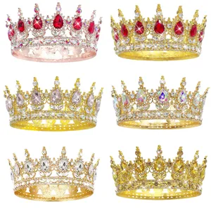 Couronne de Mariée Baroque Strass Diadème de Concours Cristal Goutte d'Eau Reine Performance Accessoires Cheveux Mariage Femme