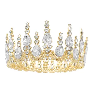 Barok gouden kroon voor bruid bruiloft feest koningin luxe strass haar accessoire dame