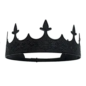 Retro black king crown medieval gothic tiara men party performance cosplay costume accessory