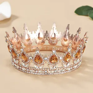 Couronne de mariée baroque strass larme or rose tiara reine concours accessoire cheveux