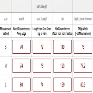 Detailed sizing guide and measurement chart for retro loose wide-leg drawstring cropped pants