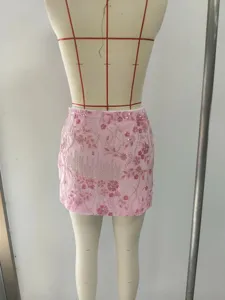 Rosa Pailletten bestickter Minirock sexy Hüftwickel Party Clubwear Rock für Damen 2025