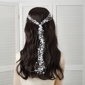 Vigne de cheveux de perle de mariée accessoire de mariage fait main cascade coiffe