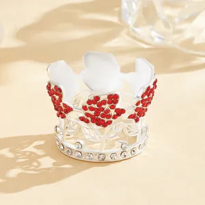 Exquisite alloy rhinestone rose crown cake topper closeup for stunning flower decoration.