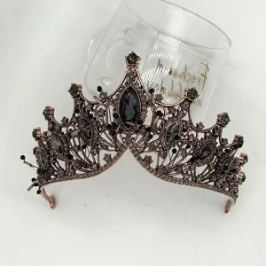 Diademe de mariage en cristal fonce couronne de mariee style vintage bijou de cheveux