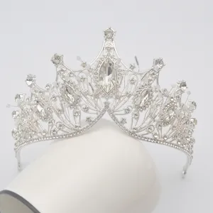Diadème de mariée en argent couronne de cristal, accessoires de cheveux en strass.