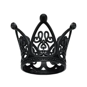 Black mini crown cake topper alloy rhinestone small heart tiara perfume bottle decor