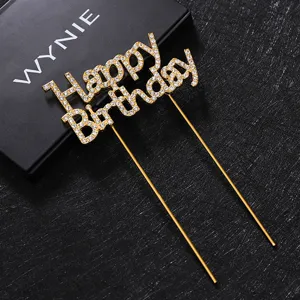 Glinsterende Happy Birthday taart topper goud metaal letters feest decoratie verjaardag