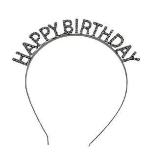 Rhinestone Birthday Crown Headband Metal Letter Happy Birthday Hair Hoop Party Hair Accessory
