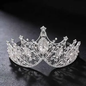 Diademe de mariee couronne cristal argent mariage coiffure strass brillant accessoires