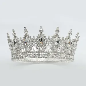 Exquise couronne en strass argenté pour décoration de fête, magnifique diadème brillant.