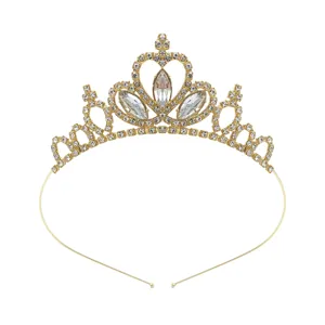 Goldene Strass Prinzessin Tiara Haarreif, glitzernde Kristall Krone Haarschmuck für Mädchen.