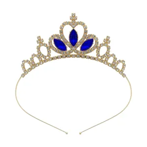 Mädchen blaue Strass Kristall Tiara Krone Prinzessin Haarreif Geburtstag Haaraccessoire