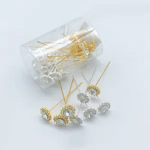 Legierung Strass Diamant Kopf Nadeln Für Bouquet Hochzeitskleid Dekoration Florale Fixierung Nadeln Gold Silber Nadeln