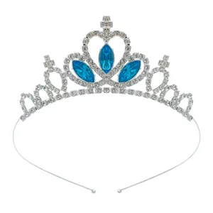 Mädchen Kristall Prinzessin Diadem Haarreif blaue Strasssteine Geburtstag Haarschmuck