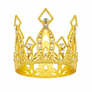 Diadème couronne dorée pour gâteau strass anniversaire fête accessoires cheveux 7cm