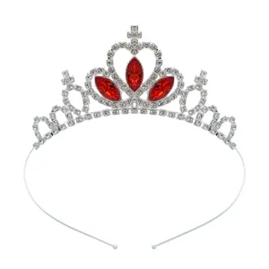 Kristall Prinzessin Krone Haarreif mit roten Steinen, süßes Haaraccessoire für Mädchen.