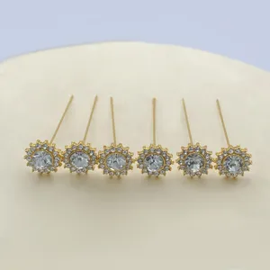 Kristall Strass Blumen Haarnadeln gold dekorative Stecknadeln fur Hochzeitskleid 6Stk