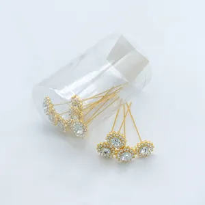 Goldene Legierung Strass Blumen Nadeln fur Brautkleid Dekoration und Blumenarrangements.