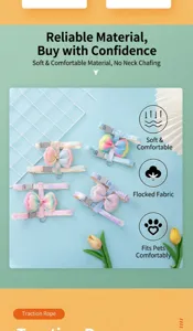 Detail of gradient pet harness with butterfly bow, featuring soft flocking fabric