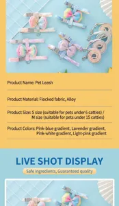 Detailed specifications for pet harness and leash set with cute gradient butterfly bows